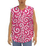 Pink Lollipop Candy Pattern Print Sleeveless Baseball Jersey