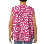Pink Lollipop Candy Pattern Print Sleeveless Baseball Jersey