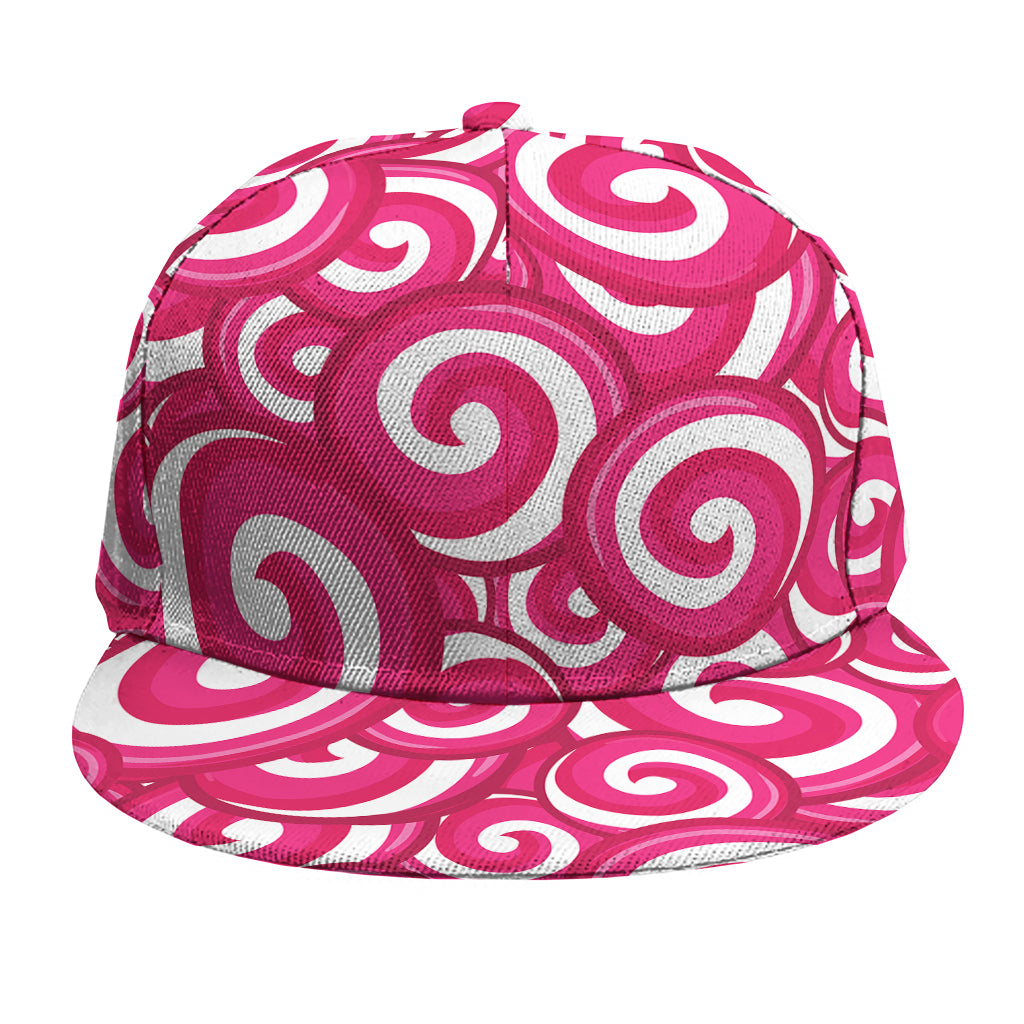 Pink Lollipop Candy Pattern Print Snapback Cap