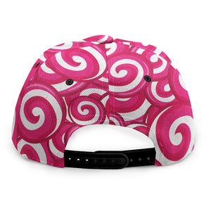 Pink Lollipop Candy Pattern Print Snapback Cap