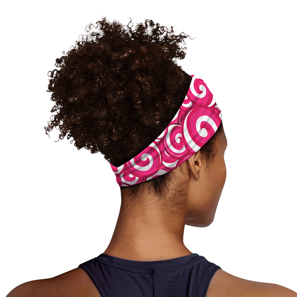 Pink Lollipop Candy Pattern Print Sports Headband