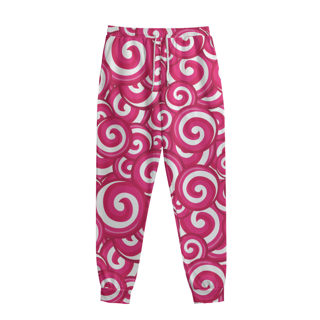 Pink Lollipop Candy Pattern Print Sweatpants