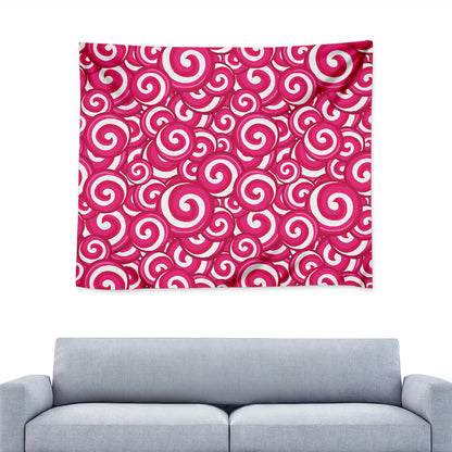 Pink Lollipop Candy Pattern Print Tapestry