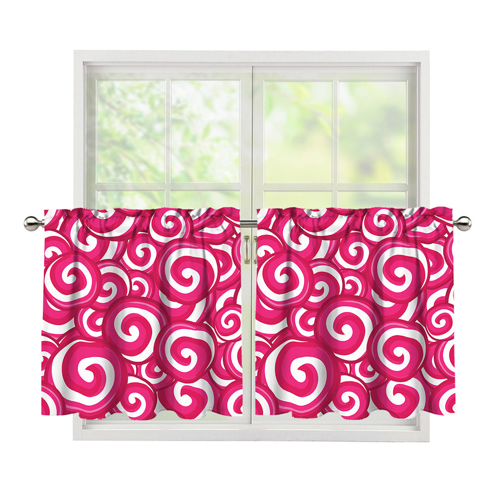 Pink Lollipop Candy Pattern Print Tier Curtains