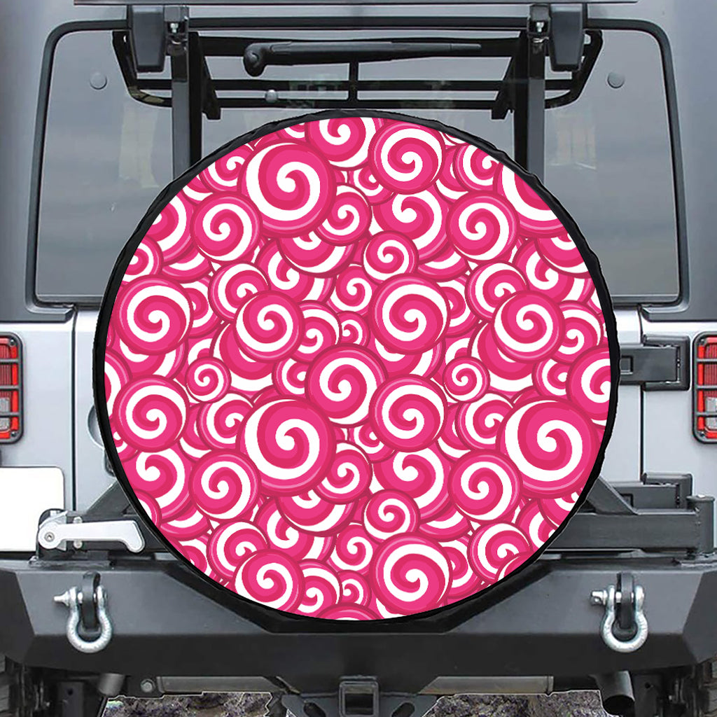 Pink Lollipop Candy Pattern Print Tire Cover