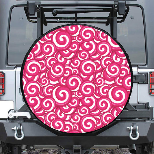 Pink Lollipop Candy Pattern Print Tire Cover