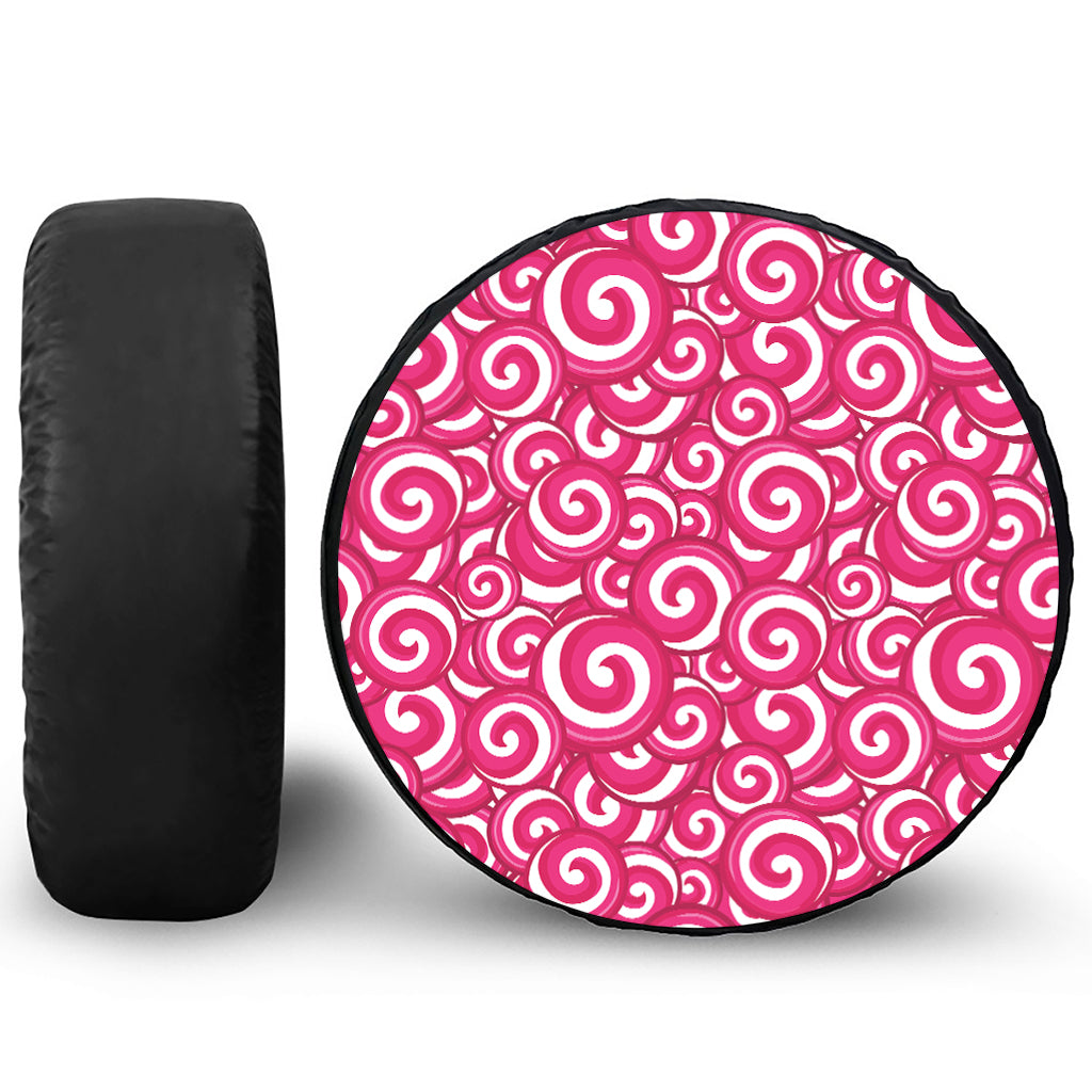 Pink Lollipop Candy Pattern Print Tire Cover