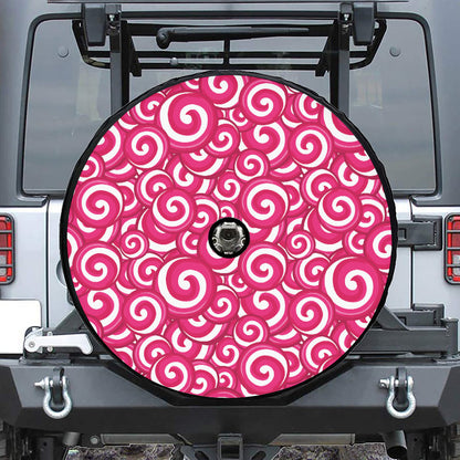 Pink Lollipop Candy Pattern Print Tire Cover With Camera Hole