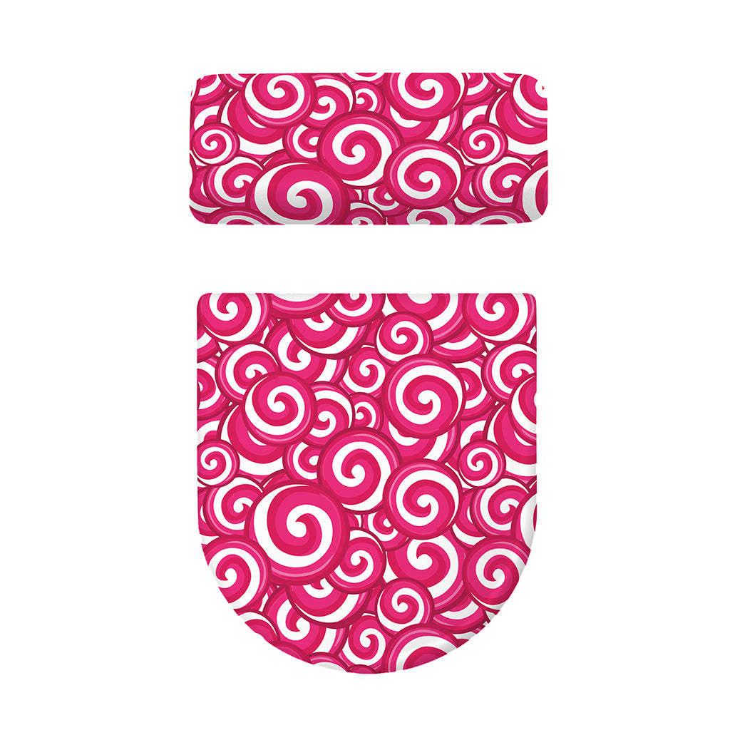 Pink Lollipop Candy Pattern Print Toilet Lid And Tank Cover Set