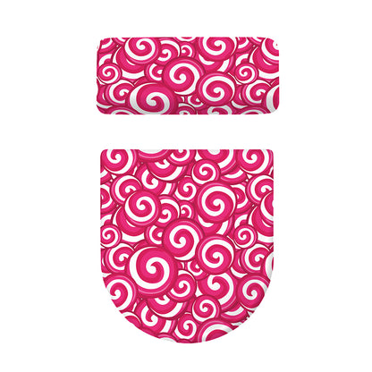Pink Lollipop Candy Pattern Print Toilet Lid And Tank Cover Set