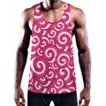 Pink Lollipop Candy Pattern Print Men's Workout Tank Top
