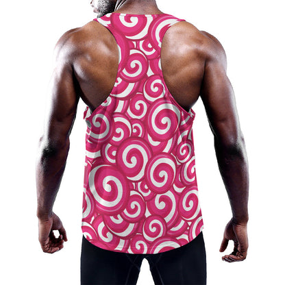 Pink Lollipop Candy Pattern Print Training Tank Top