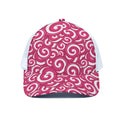 Pink Lollipop Candy Pattern Print White Mesh Trucker Hat