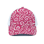 Pink Lollipop Candy Pattern Print White Mesh Trucker Cap