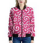 Pink Lollipop Candy Pattern Print Women's Bomber Jacket