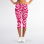 Pink Lollipop Candy Pattern Print Women's Capri Leggings