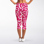 Pink Lollipop Candy Pattern Print Women's Capri Leggings