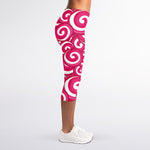 Pink Lollipop Candy Pattern Print Women's Capri Leggings