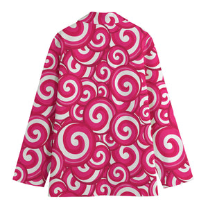 Pink Lollipop Candy Pattern Print Women's Cotton Blazer