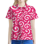Pink Lollipop Candy Pattern Print Women's Polo Shirt