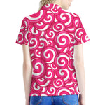 Pink Lollipop Candy Pattern Print Women's Polo Shirt