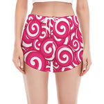 Pink Lollipop Candy Pattern Print Women's Split Running Shorts