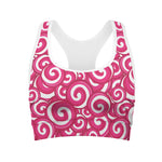 Pink Lollipop Candy Pattern Print Women's Sports Bra