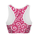 Pink Lollipop Candy Pattern Print Women's Sports Bra