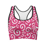 Pink Lollipop Candy Pattern Print Women's Sports Bra