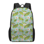 Pink Lotus Pattern Print 17 Inch Backpack