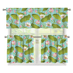 Pink Lotus Pattern Print 3 Piece Kitchen Curtains