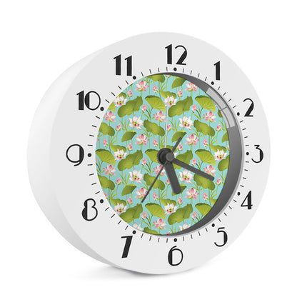 Pink Lotus Pattern Print Alarm Clock