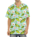 Pink Lotus Pattern Print Aloha Shirt