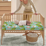 Pink Lotus Pattern Print Baby Crib Sheet