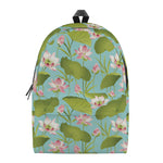 Pink Lotus Pattern Print Backpack