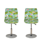 Pink Lotus Pattern Print Bar Stool Covers