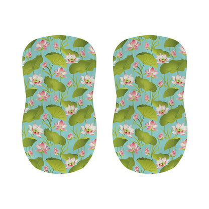 Pink Lotus Pattern Print Bar Stool Covers