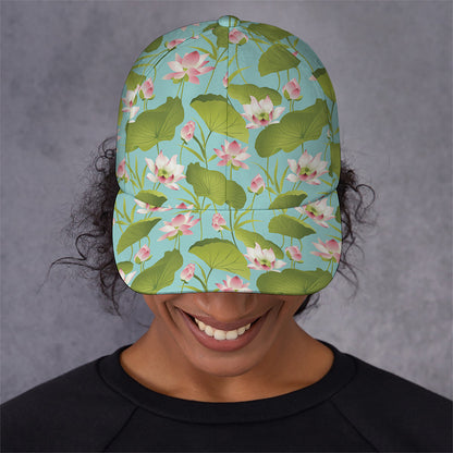 Pink Lotus Pattern Print Baseball Cap