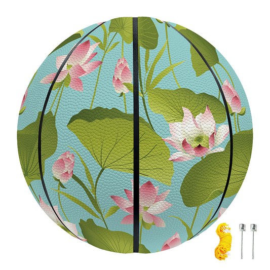 Pink Lotus Pattern Print Basketball