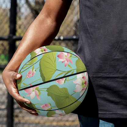 Pink Lotus Pattern Print Basketball