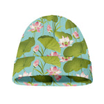 Pink Lotus Pattern Print Beanie