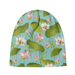 Pink Lotus Pattern Print Beanie