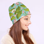 Pink Lotus Pattern Print Beanie