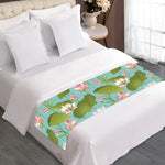 Pink Lotus Pattern Print Bed Runner