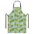 Pink Lotus Pattern Print Bib Apron With Pocket
