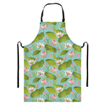 Pink Lotus Pattern Print Bib Apron With Pocket
