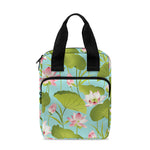 Pink Lotus Pattern Print Bible Tote Bag