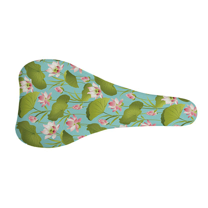 Pink Lotus Pattern Print Bicycle Seat Cover