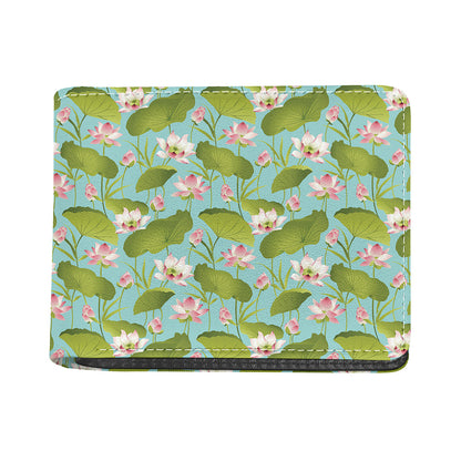 Pink Lotus Pattern Print Bifold Wallet