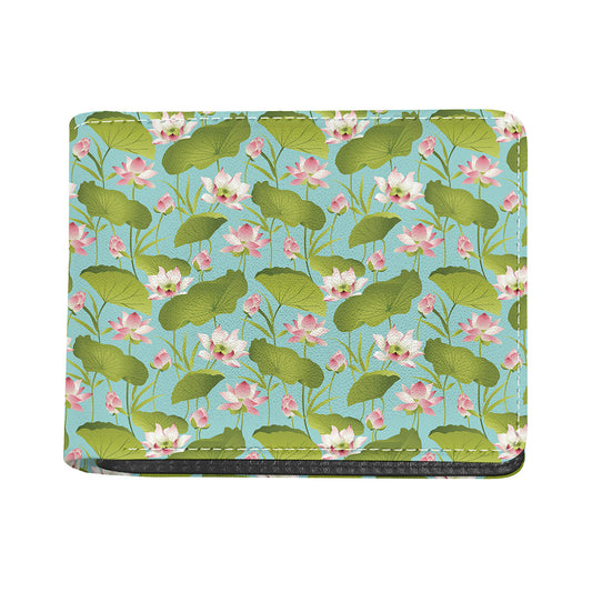Pink Lotus Pattern Print Bifold Wallet